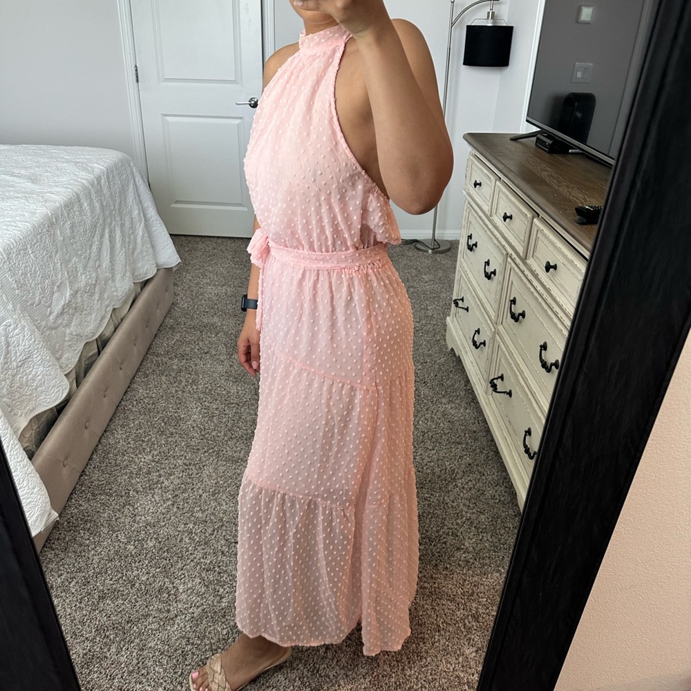 Halter Neck Floral Backless Loose Ruffle Maxi Dress - Picture 7 of 12